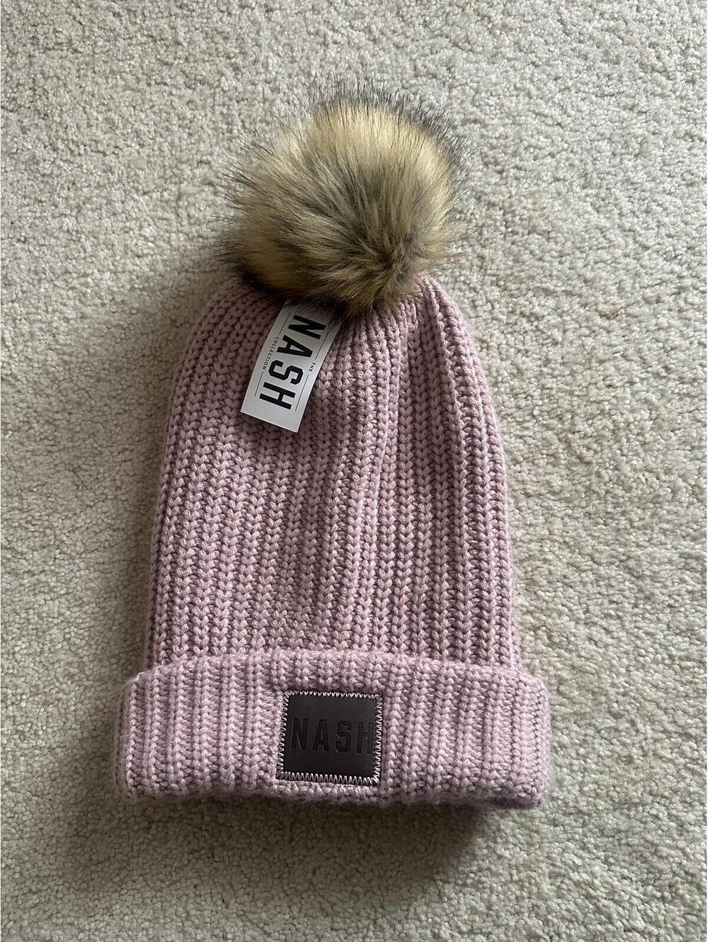 NWT Nash "The Nash Collection" Mauve Fireside Pom Knit Beanie